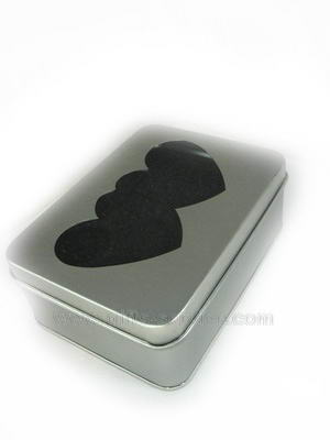 Two Heart Plain Rectangular Metal Box